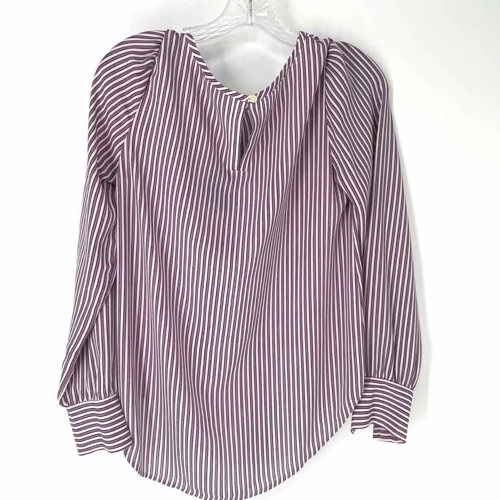 Striped button cuff top - Picture 2 of 4